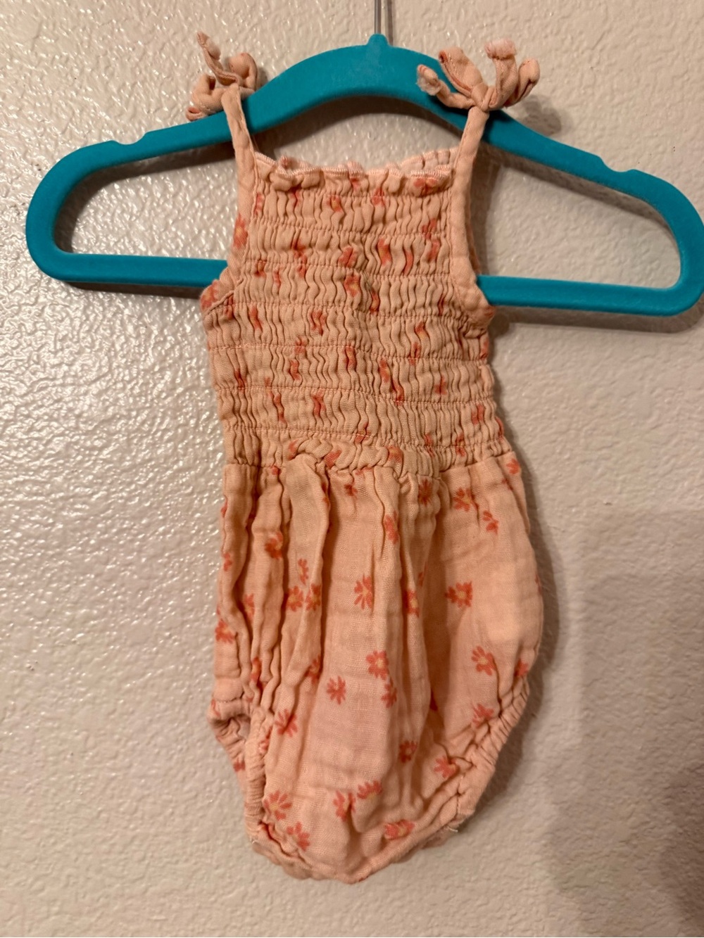 Rylee + Cru Peach Floral Smocked One-Piece
